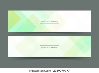 Bannerhintergrund, 2 Satz, grün und gelb, transparentes Muster, abstraktes Muster, geometrische Memphis, EPS10