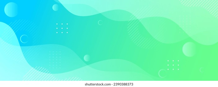 Banner background abstract. bright green and blue gradation. wave effect style. element. memphis