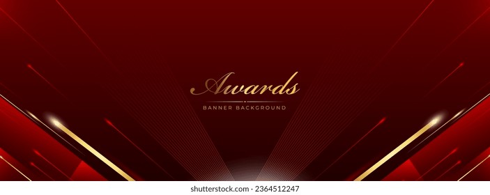 Banner background awards. Red gradation. Gold frame. Abstract. Trendy .eps 10