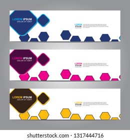 Banner background. Blue, pink and yellow modern design.vector illustration