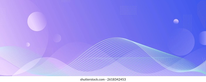 Banner background, blue and purple gradations,wave line, blue geometric. Memphis. Vector illustration