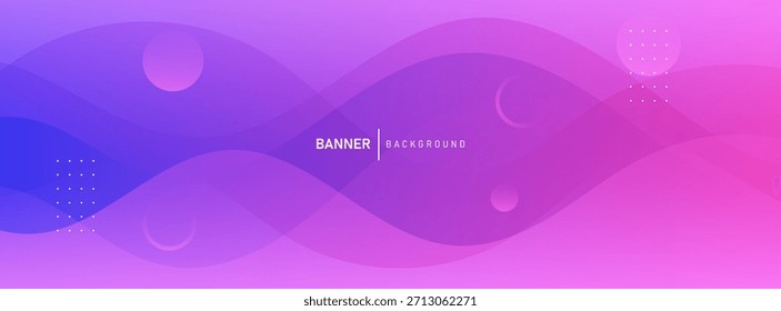Banner background blue and purple gradient ,colorful wave effect shape.vector