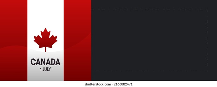 Banner, background, canada independence day. Illustration of maple leaf symbol with copy space area. Black