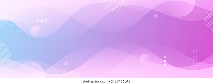 Banner background. Colorful. Blue and purple gradations. Memphis. Wavy abstract background. Trendy. Vector. Eps 10