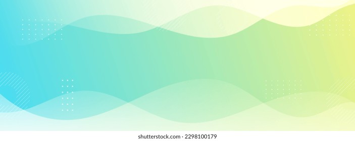 banner background. colorful, green and yellow gradation, wave effect, memphis