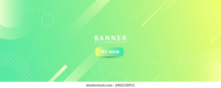 Banner background. Colorful. Green and yellow gradation. Memphis geometric. Modern