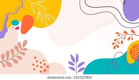  banner background .Colorful poster background vector illustration.Exotic plants, branches,art print for beauty, fashion and natural products,wellness, wedding and event.