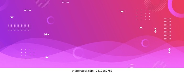 banner background. colorful, purple and pink gradations, Memphis waves
