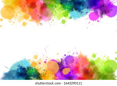 Banner background with colorful watercolor imitation splash blots frame. Template for your designs.