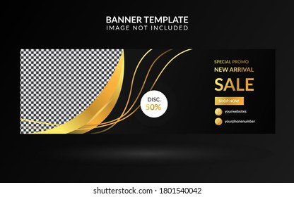 a banner background with a combination of black and gold that gives a modern impression and can be used for various design purposes as well as commercial product needs