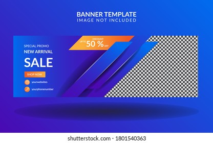 Banner background concept 1 with a combination of orange and blue colors that gives a modern impression and can be used for various design purposes as well as commercial product needs