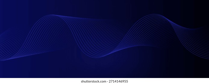Banner background with dark blue flowing wave shapes and smooth gradient.
