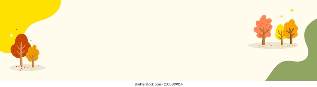 A banner background design with colorful autumn trees.