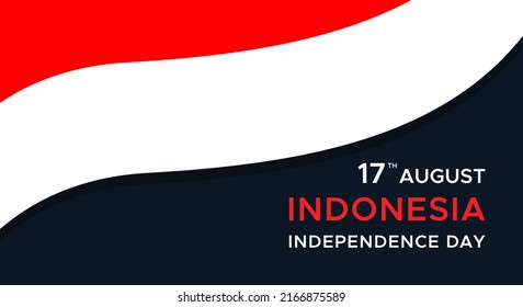 Banner, background. Dirgahayu Kemerdekaan Republik Indonesia means Happy Indonesian Independence Day Celebration. Flag illustration with copy space. Red and white