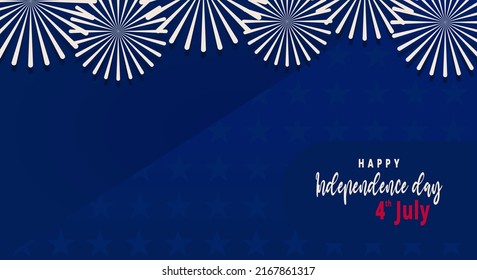 Banner, background, Fourth of July Independence Day. Abstract design with text and copy space area. Firework, celebration