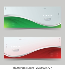 Bannerhintergrund. Vollfarben, Rot und Grün. elegante Wellen eps10