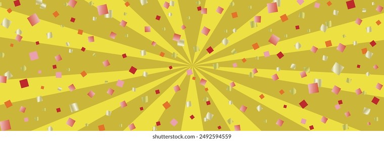 Banner background of gold sunburst with gold leaf encrusted horizontally long