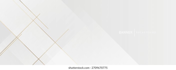 Banner Hintergrund grau-weiße Abstufungen Schrägstrich Form und goldene Linie .moderne Memphis Hintergrund.Vektorgrafik