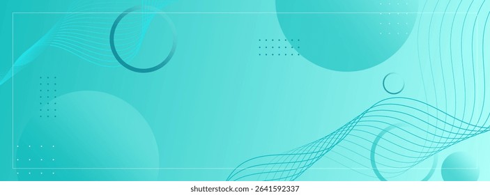 Banner background green gradations ,wave line circle abstract memphis. Vector ilustration