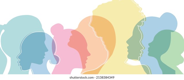 Banner background of human profile silhouette, vector illustration