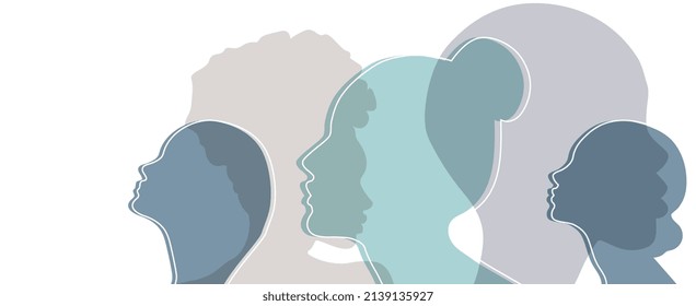 Banner background of human profile silhouette, vector illustration