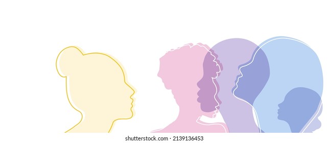 Fondo del cartel de la silueta de perfil humano, ilustración vectorial