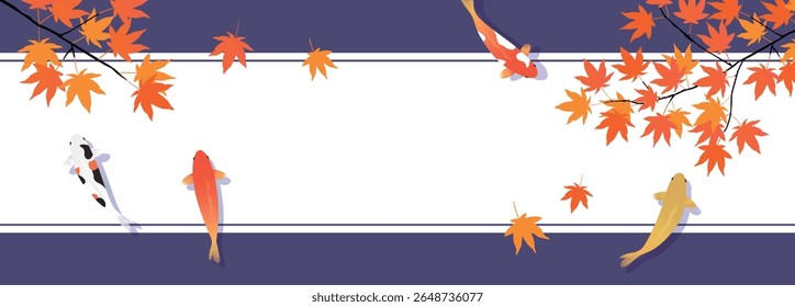 Banner ilustração de fundo de folhas de bordo e carpa japonesa