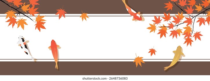 Banner ilustração de fundo de folhas de bordo e carpa japonesa
