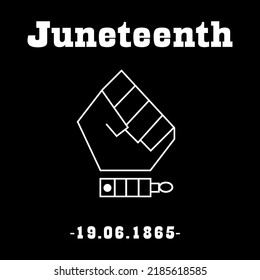 banner background in juneteenth day.In picture have black and white with word juneteenth 19.06.1865