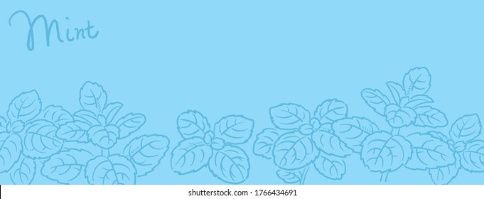 Cartel o fondo con hojas de menta. Ilustración vectorial.