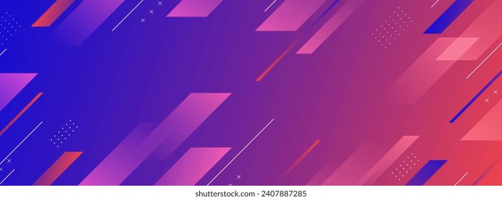 Fondo de banner moderno. Resumen. Grado azul y rojo. Memphis. Vector