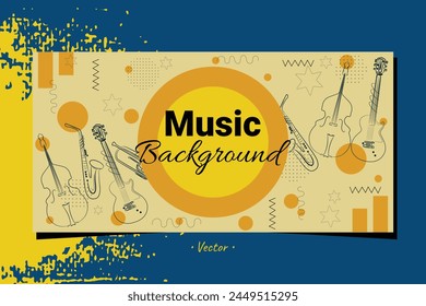 Banner background music instrumental element doodle festival concert live event artwork abstract bg.