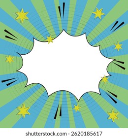 Banner, background, poster blue green retro style with speech bubble and stars, retro, hearts, advertising, announcement, bright background, stars, retro, text box