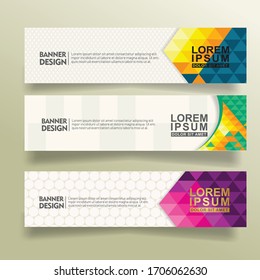 Banner background set.Modern design. with  triangle geometric polygonal style vector illustration