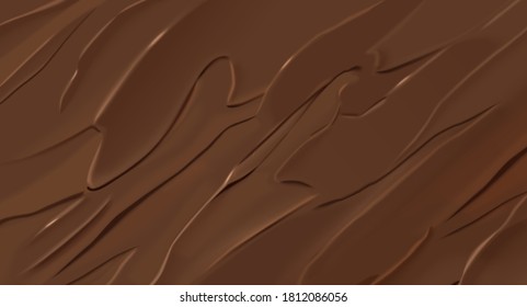 Banner background with smooth melted chocolate in 3d illustration