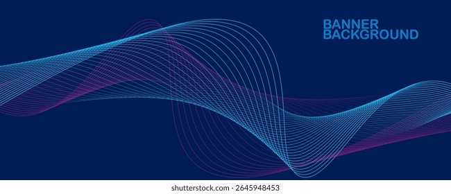 Anuncio de fondo de tecnología de estilo azul y rosa gradaciones y líneas de ondas brillantes. Vector EPS 10