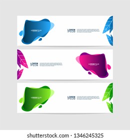 Banner background template. Collection of organic shapes with leaves web banner template. Modern template design. Vector illustration. Header - landing page Web Design Elements - Vector