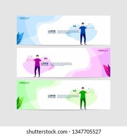 Banner background template. Collection of web banner template. Modern design. Header. landing page Web banner Design Elements. Easy to edit and customize. Vector illustration - Vector