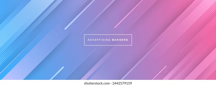 banner background template. geometric. slash. blue and pink gradation. memphis abstract. Vector ,eps10