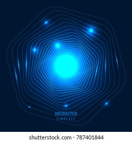 Banner background template with neon lights. Glowing blended shapes