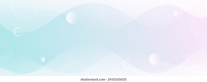 Banner background template ,pastel color, soft, blue and pink gradation, wave effect style, abstract , memphis