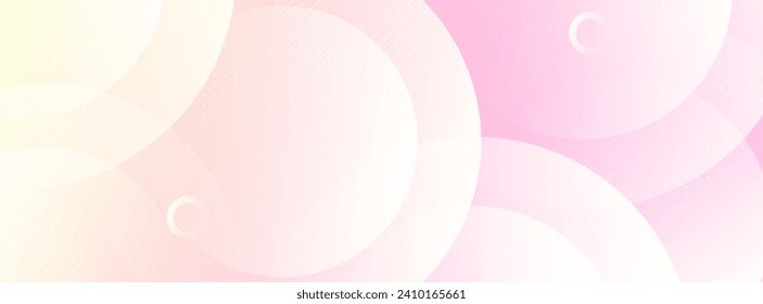 Banner background template, soft color,pink and yellow gradation, circle effect style, memphis