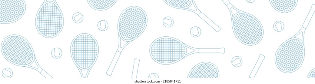 banner, background with tennis rockets and balls - vector illustration