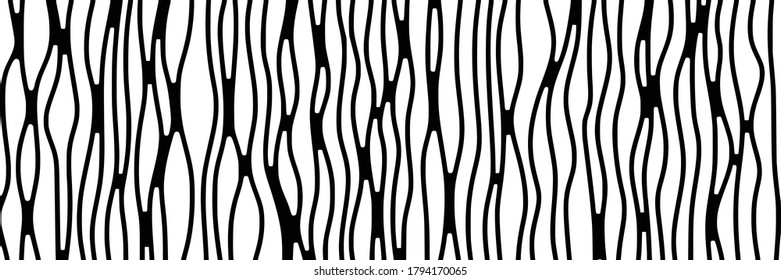 Banner background, vertical structure. Curved lines, black and white vector drawing.