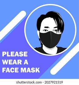 BANNER HINTERGRUND WARNUNG AUFMERKSAMEN FACE MASK COVID19