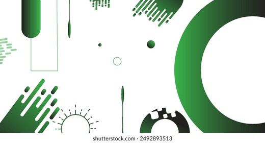 Banner-Hintergrund weiß. geometrisch. Memphis. grüne Abstufung. EPS 10