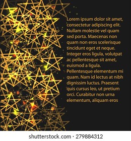 banner or background for your text with geometry stars with gold effects. Your can place you company name here or other presentation text