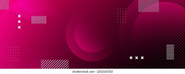 banner backgrounds. full of colors, pink and black gradations, halftones and circles