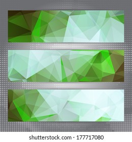 Banner backgrounds with polygonal transparent shapes in colors of nature