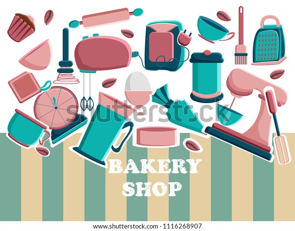 Banner Bakery Shop Tools Pastry Maker Stock Vector Royalty Free